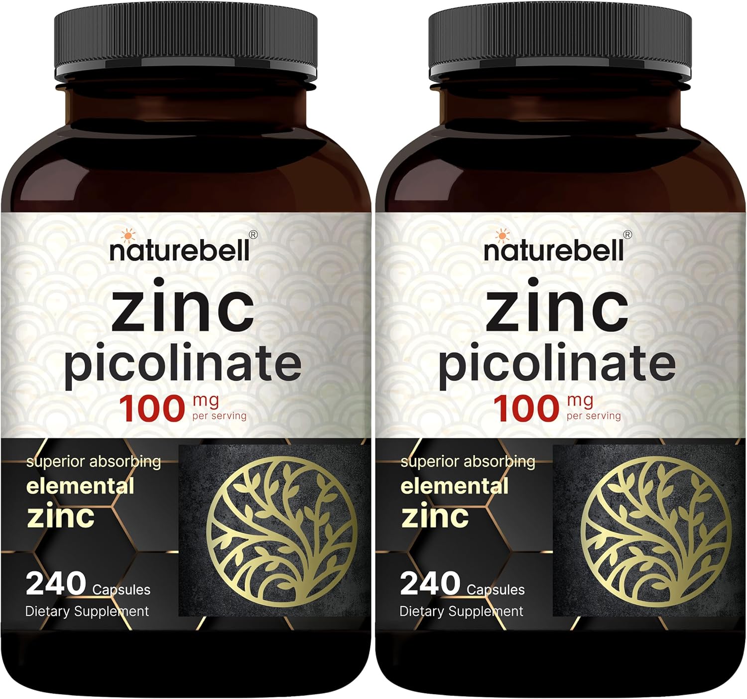 480 Count NatureBell Zinc Picolinate Capsules - Boost Immune System & Enzyme Function - 100mg