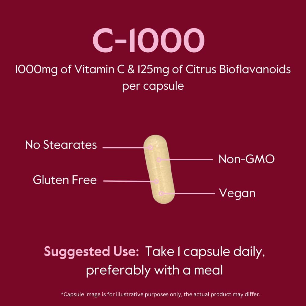 480 Vegetarian Capsules of BESTVITE 1000mg Vitamin C with Citrus Bioflavinoids - Vegan, Non GMO, Gluten Free - No Stearates