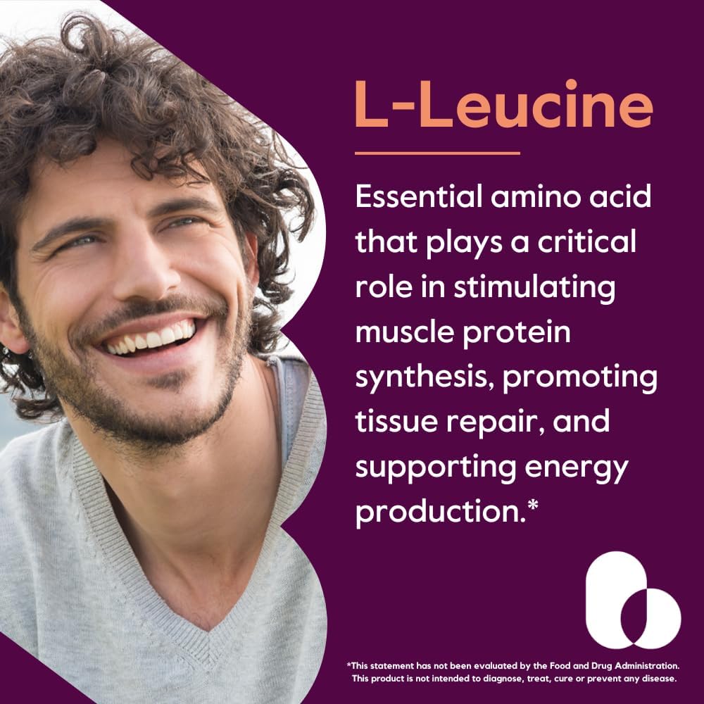 480 Vegetarian Capsules of BESTVITE L-Leucine 500mg - Vegan, Non-GMO, Gluten Free - No Stearates, Fillers, or Flow Agents