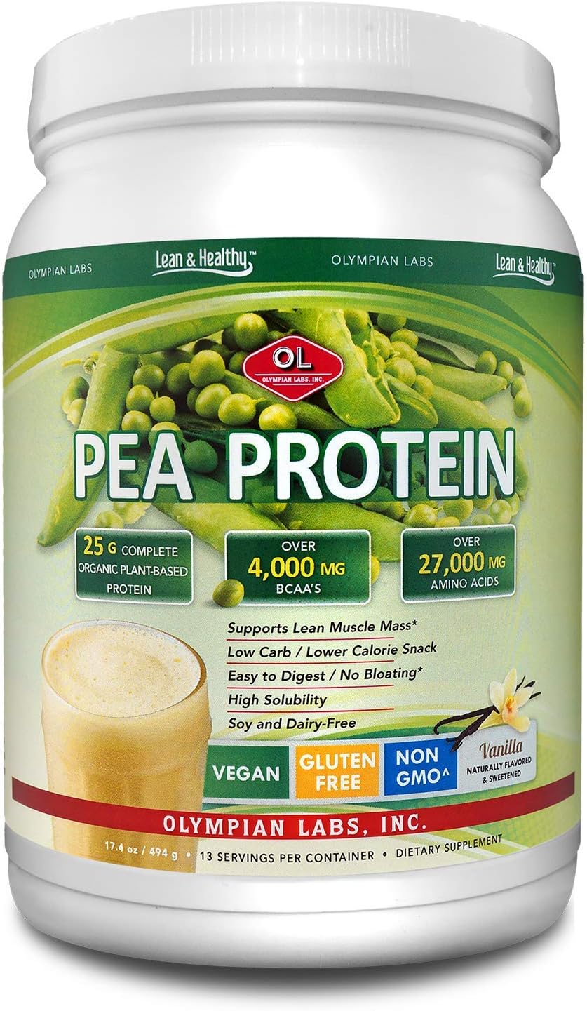 494g Vanilla Pea Protein Powder - 13 Servings by Olympian Labs