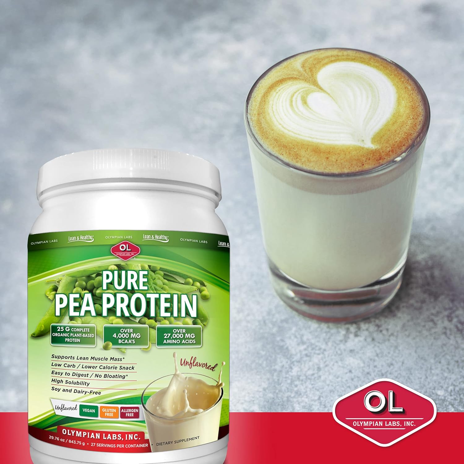 494g Vanilla Pea Protein Powder - 13 Servings by Olympian Labs