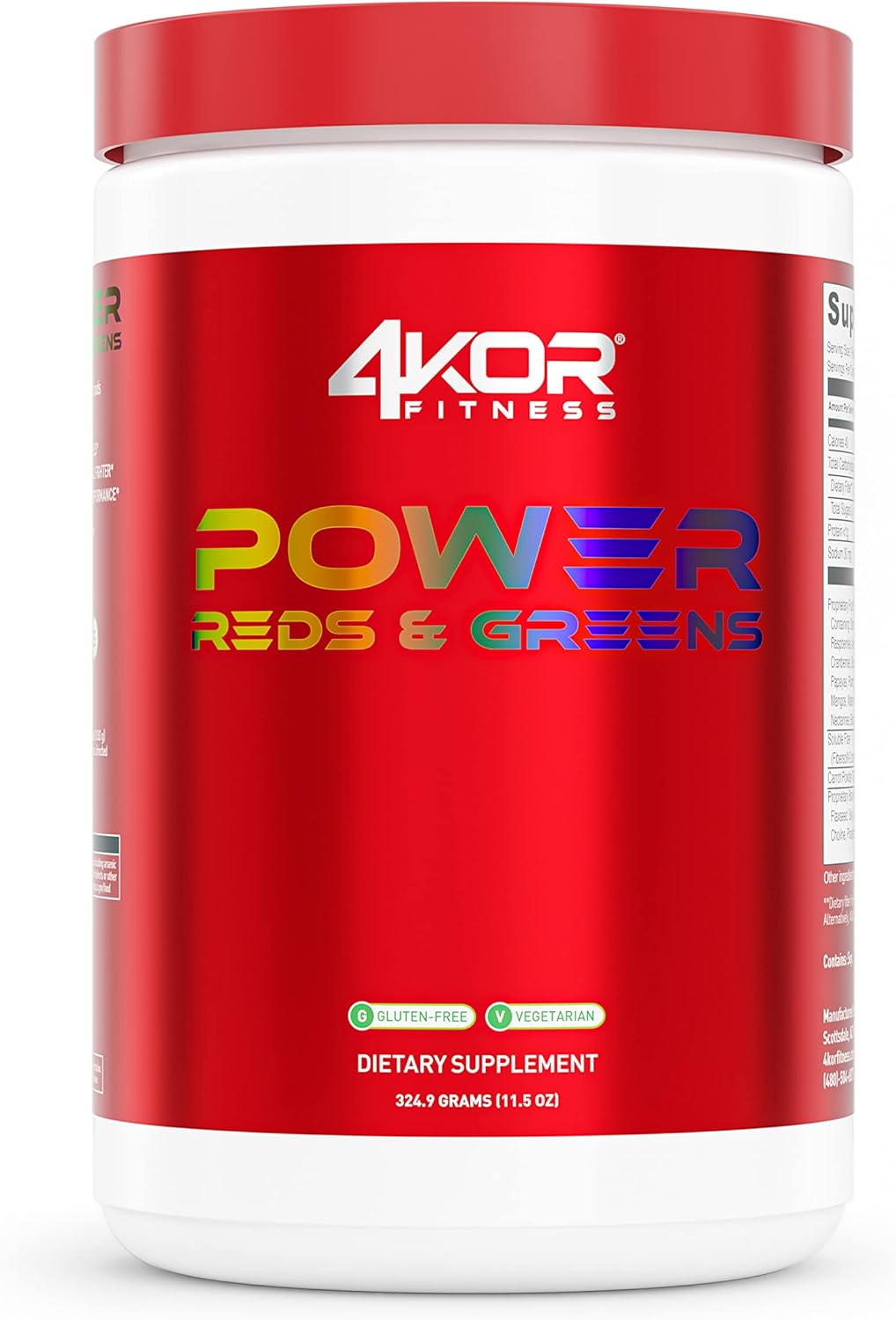 4KOR Fitness Power Reds & Greens: Antioxidant-Rich Superfoods Drink, Gluten-Free, Vegetarian, 30 Servings
