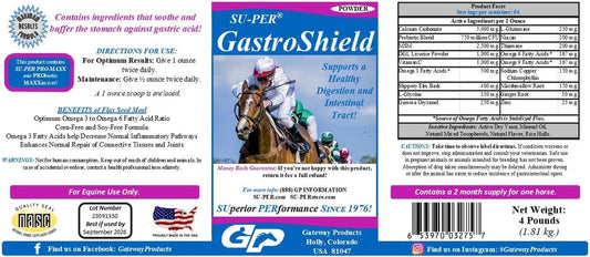 4lb SU-PER GastroShield Equine Probiotics Powder for Horse Digestion & Gastric Health - 2 Month Supply