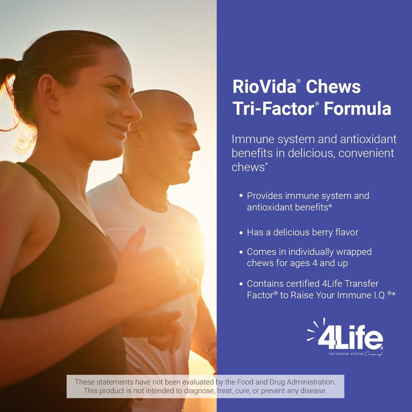 4Life RioVida Chews: Immune System & Anti-Aging Support with Elderberry, Acai Berry, and Transfer Factor Proteins - 30 Chews