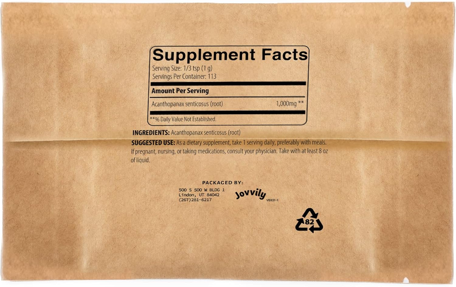 4oz Jovvily Eleuthero Root Extract Powder - Siberian Ginseng - Adaptogen - Non-GMO Supplement