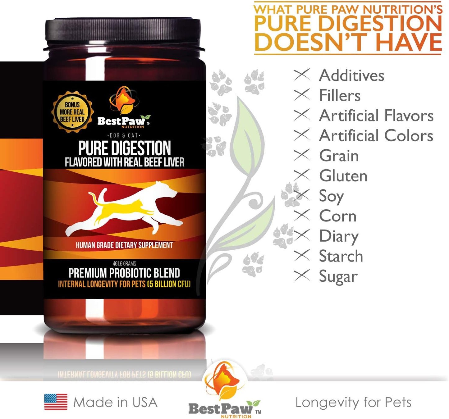 5 Billion CFU Probiotic for Dogs & Cats with Prebiotic, Enzymes, Turmeric, Coconut Oil, Pumpkin, Kelp - Supports Healthy Gut & UTI