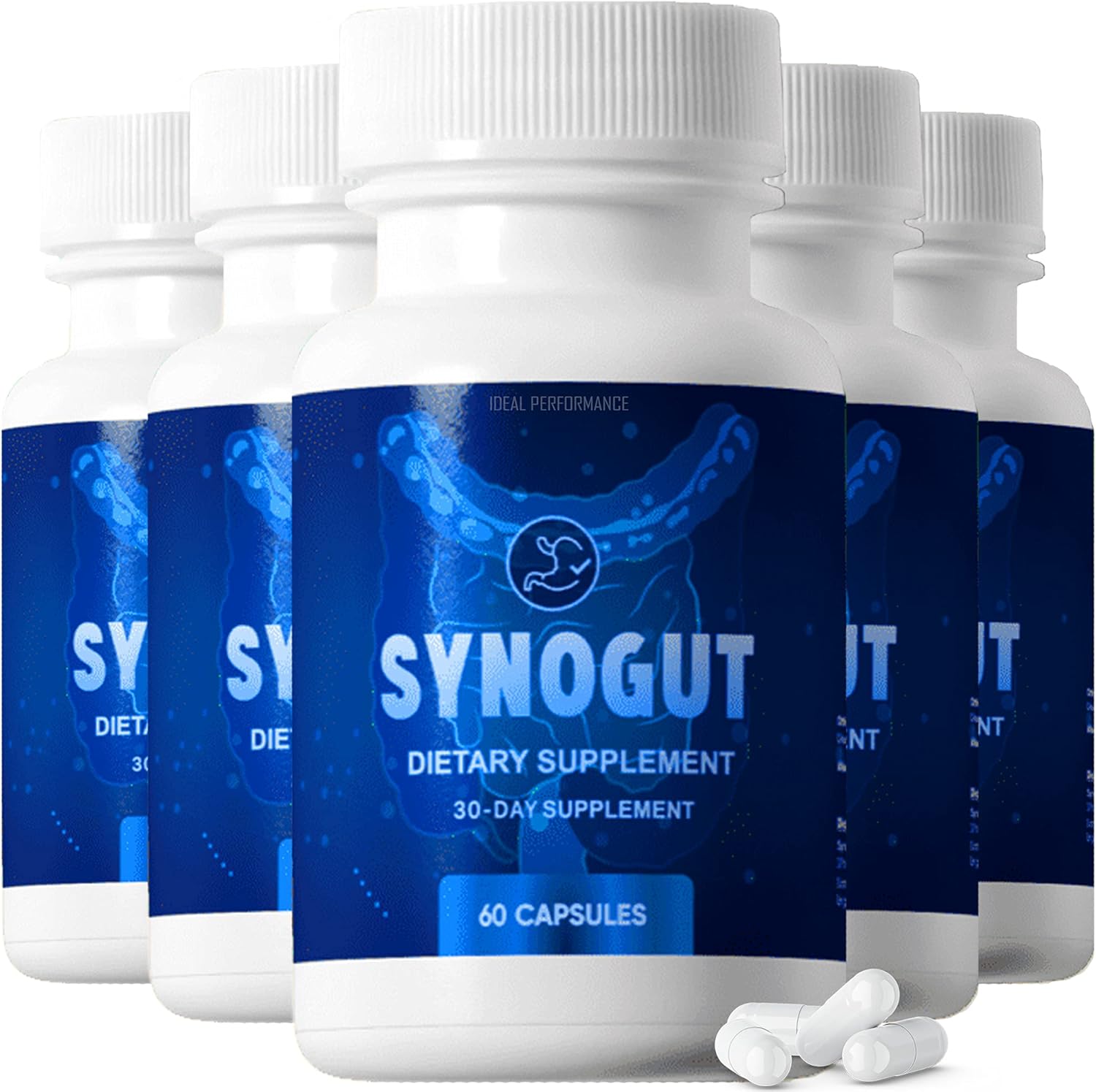 5 Bottles of Ideal Performance Synogut Dietary Supplement Pills for Gut Health