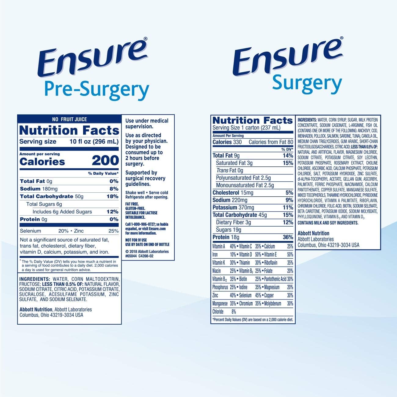 5-Day Ensure Surgery Perioperative Bundle: Includes 3 Pre-Surgery Clear Carbohydrate Drinks & 20 Immunonutrition Shakes