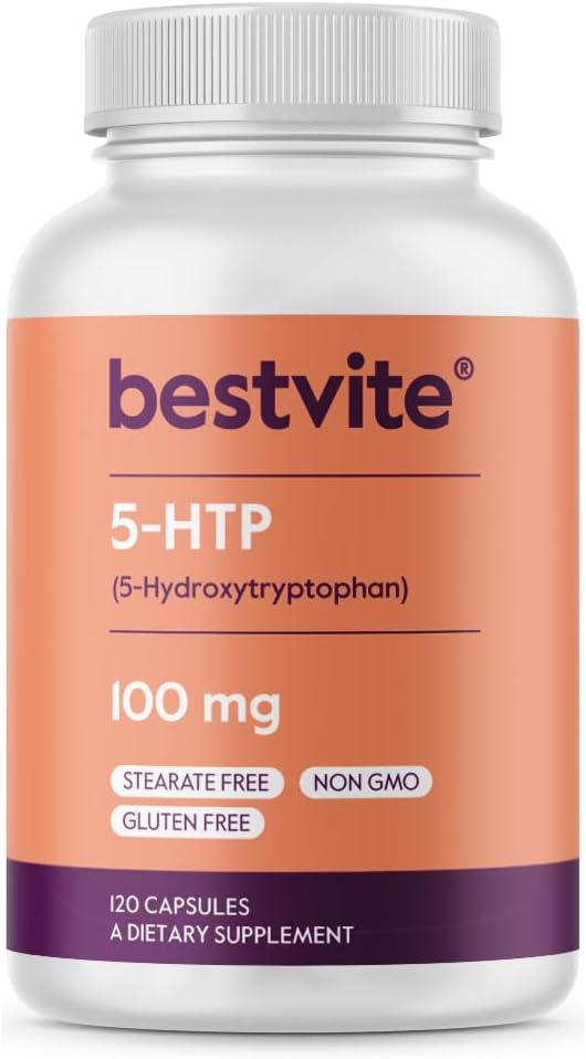 5-HTP 100mg Supplement (120 Capsules) - Pure Formula without Stearates or Flow Agents