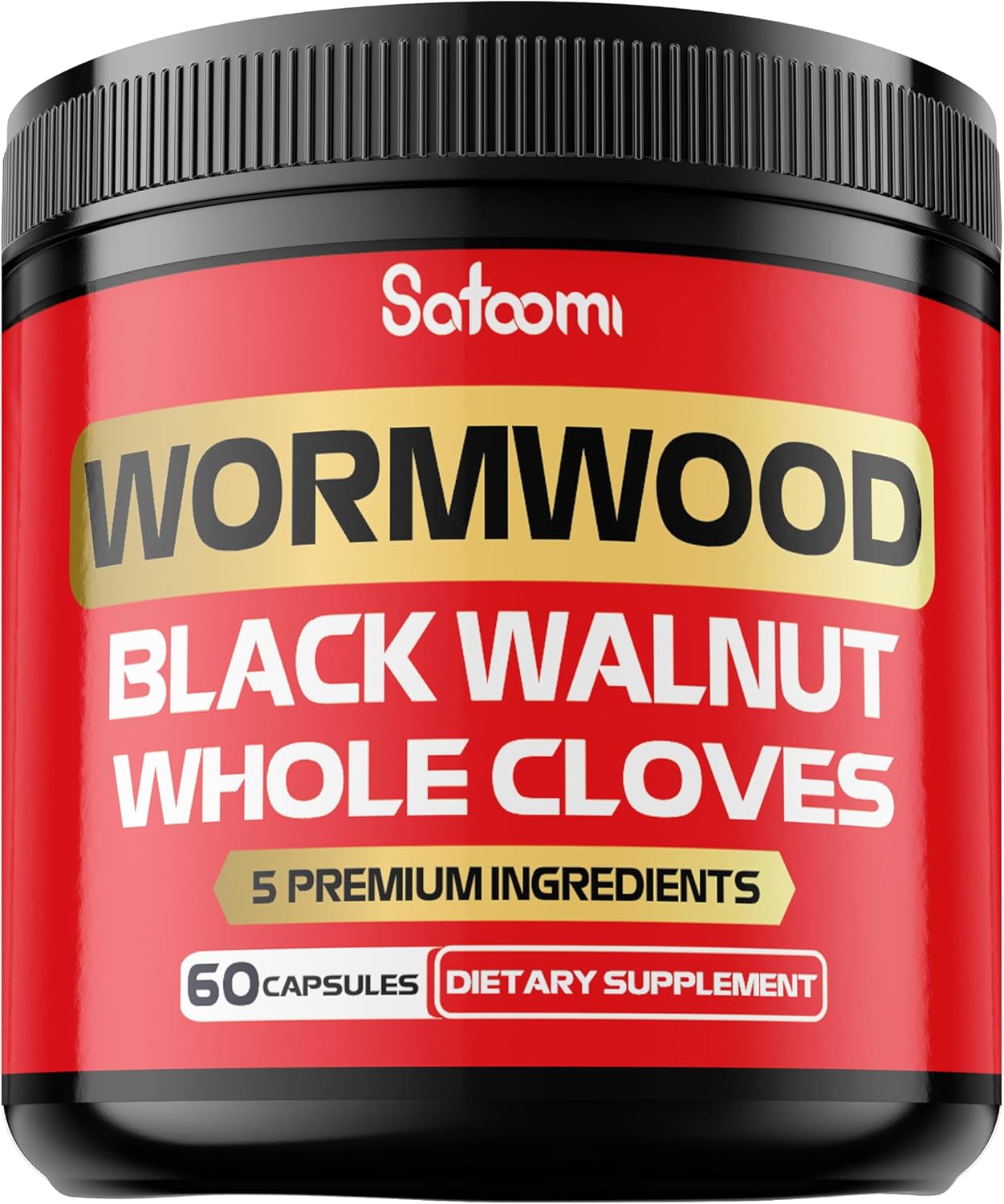 5-in-1 Wormwood Capsules Supplement with Black Walnut, Cloves, Turmeric, Berberine - Immune & Digestive Health Support - 60 Capsules