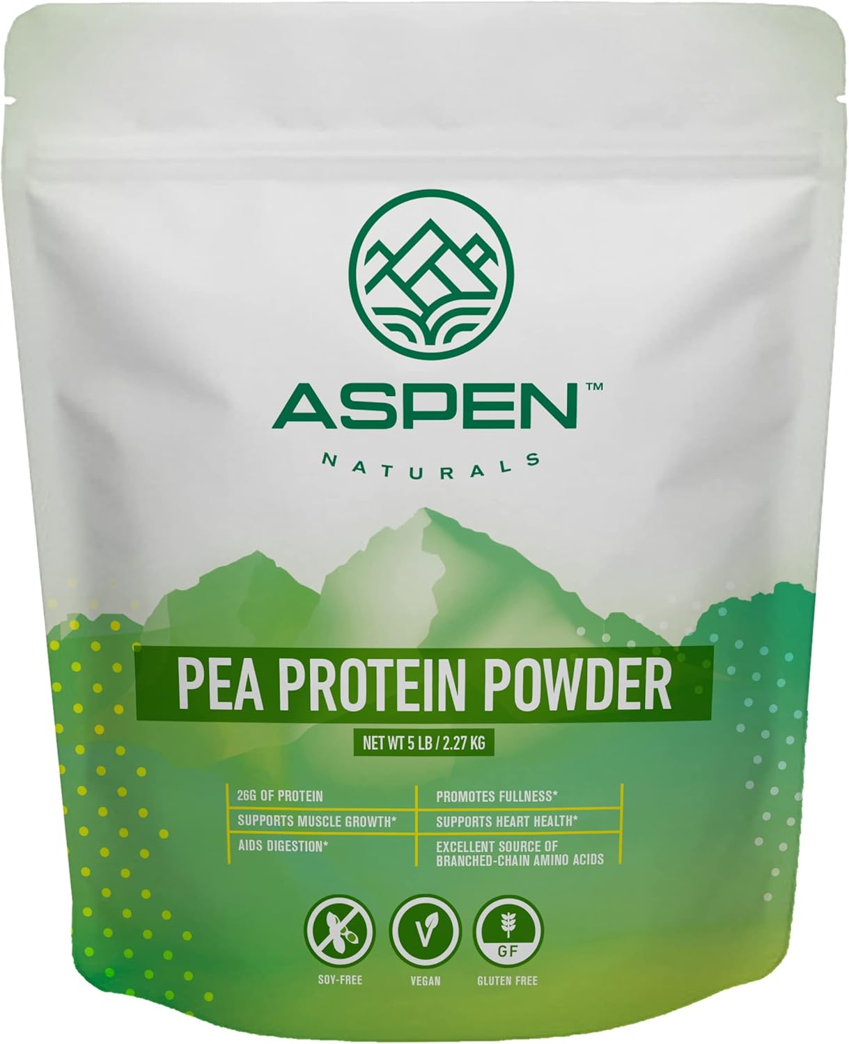 5 lb Aspen Naturals Pea Protein Powder - Unflavored Plant Based Protein for Muscle Growth, Digestion, Heart Health - Vegan, Keto, Non-GMO, Gluten-Free - 26g Protein per Serving