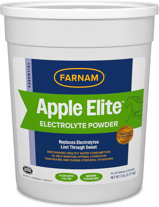 5 lb. Farnam Apple Elite Horse Electrolyte Powder for Replacing Minerals Lost During Exercise, Extreme Weather, and Stressful Conditions - 40 Day Supply