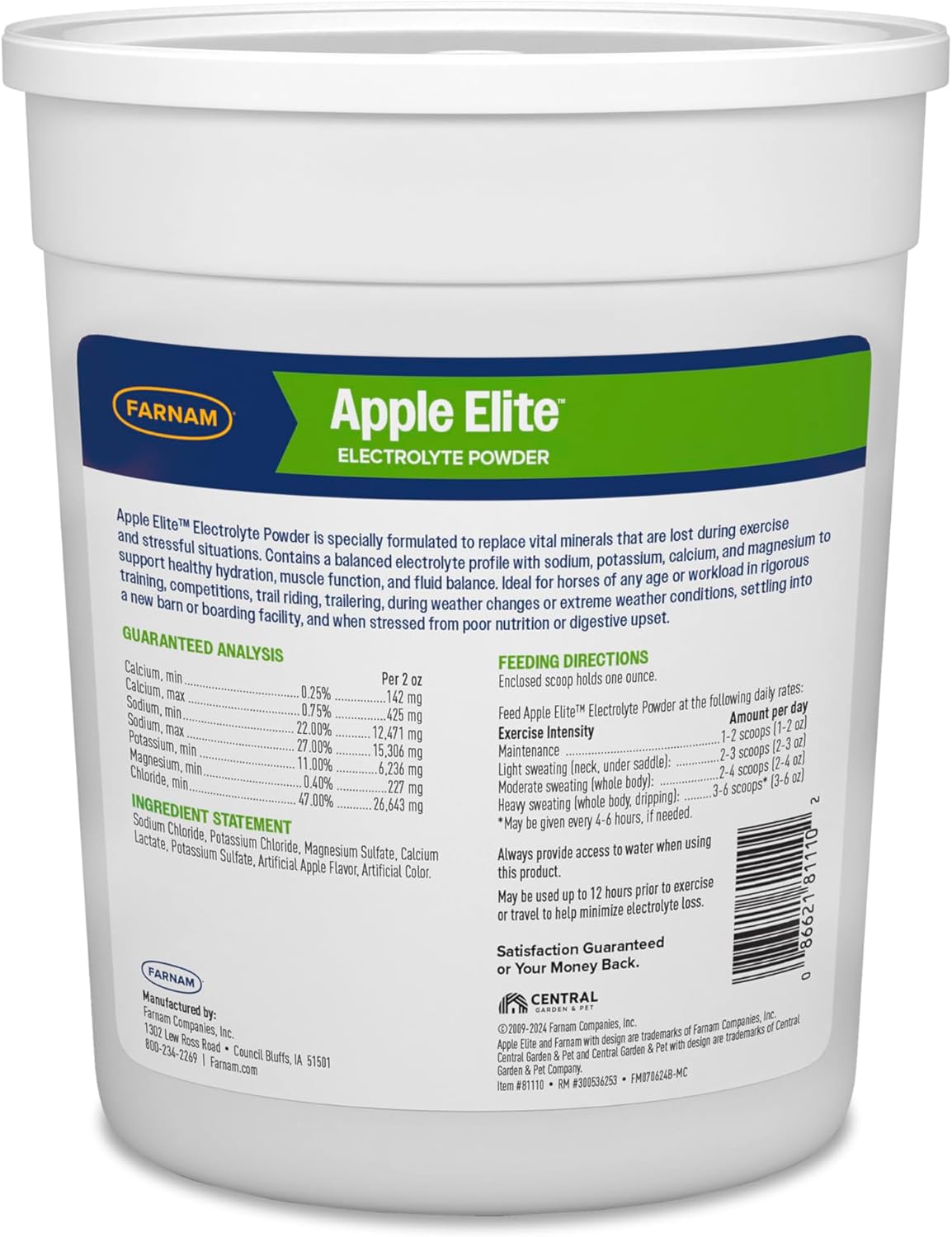 5 lb. Farnam Apple Elite Horse Electrolyte Powder for Replacing Minerals Lost During Exercise, Extreme Weather, and Stressful Conditions - 40 Day Supply