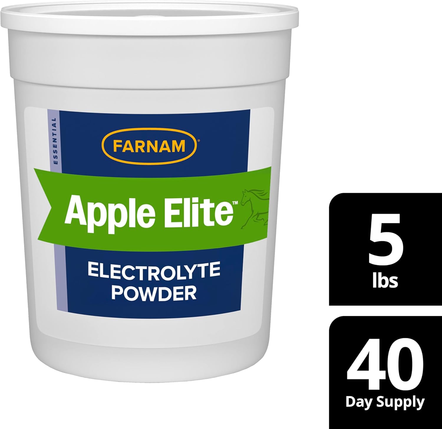 5 lb. Farnam Apple Elite Horse Electrolyte Powder for Replacing Minerals Lost During Exercise, Extreme Weather, and Stressful Conditions - 40 Day Supply