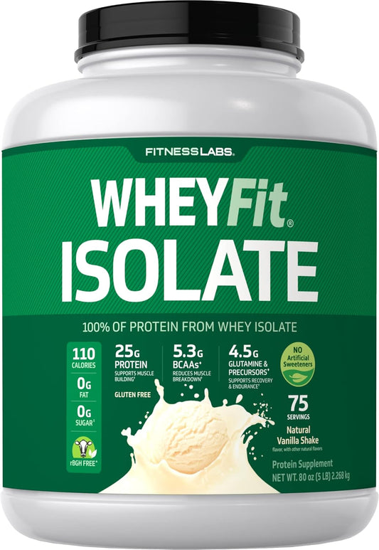 5 lb Fitness Labs WheyFit Vanilla Whey Protein Isolate Powder - 25g Protein, Non-GMO, Gluten Free