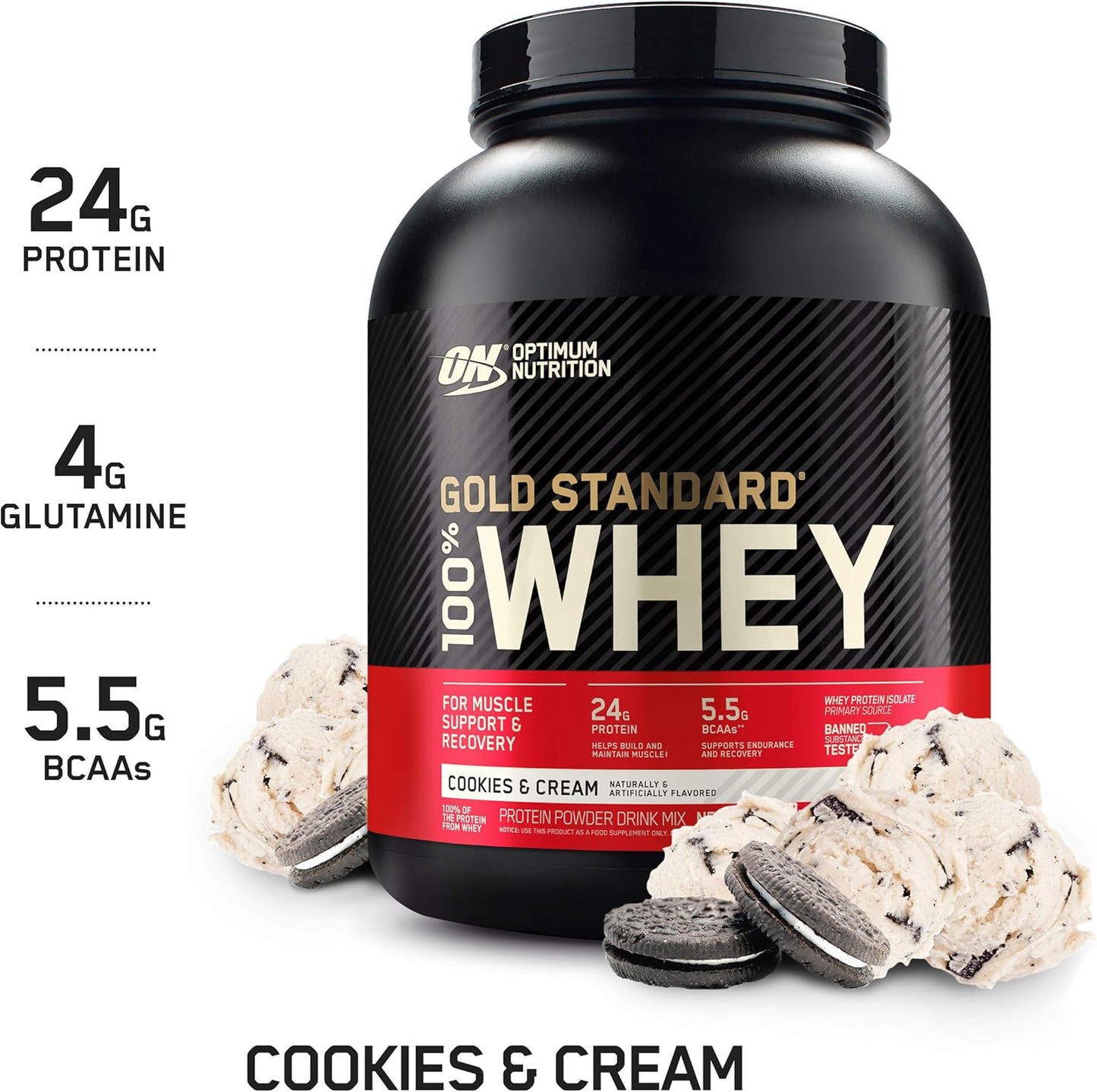 5 lb Genuine US Manufacturer Optimum Nutrition Gold Standard 100% Whey Protein Cookies & Cream