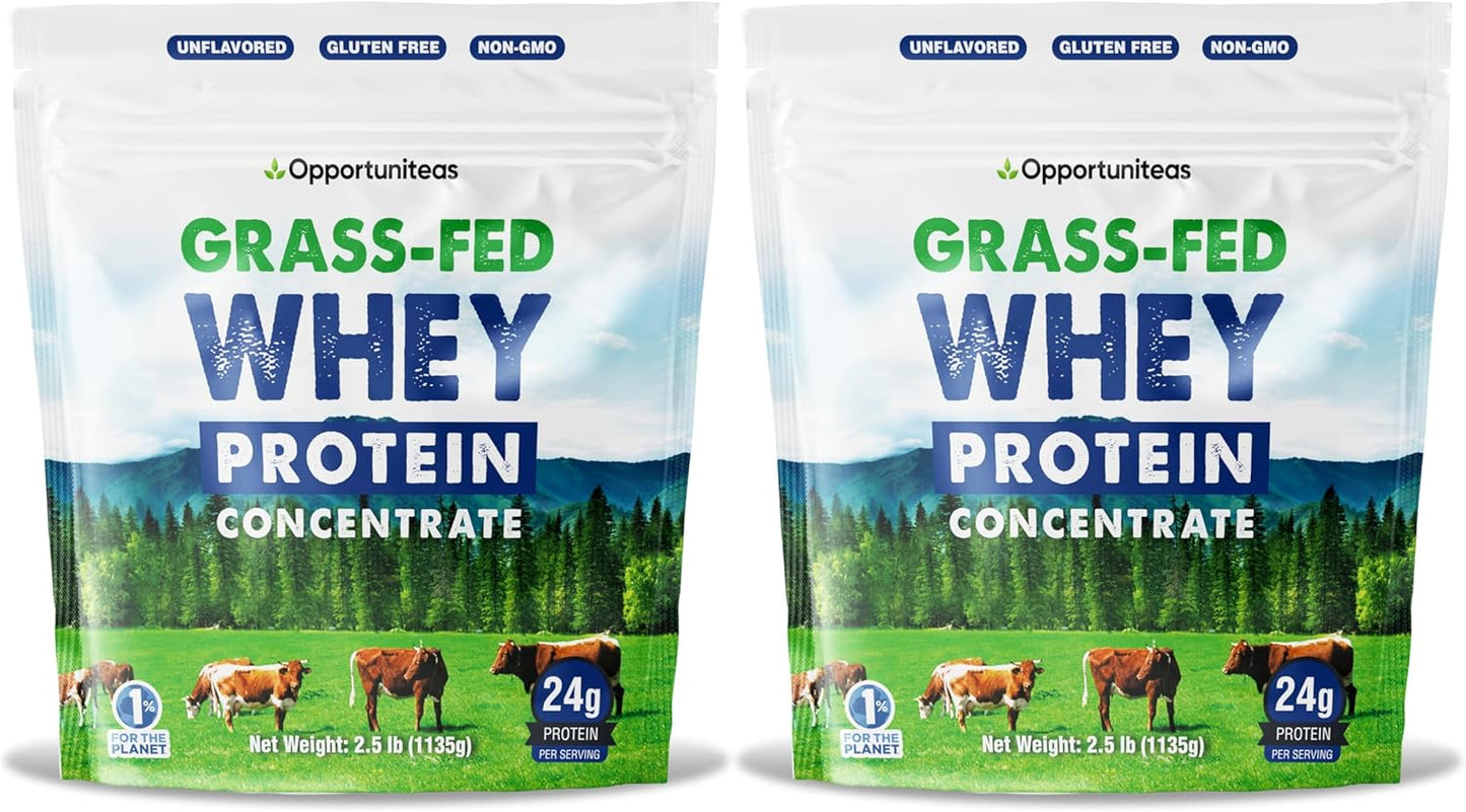 5 lb Grass Fed Whey Protein Powder Concentrate - Unflavored & Unsweetened - Pure Protein Supplement - Non GMO, Hormone Free & Gluten Free