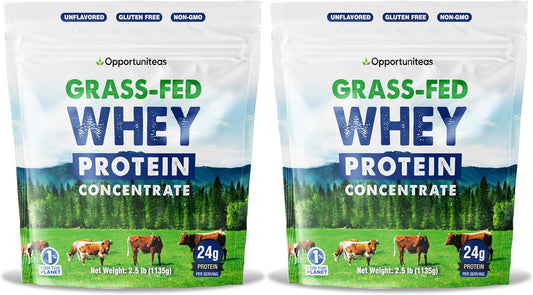 5 lb Grass Fed Whey Protein Powder Concentrate - Unflavored & Unsweetened - Pure Protein Supplement - Non GMO, Hormone Free & Gluten Free