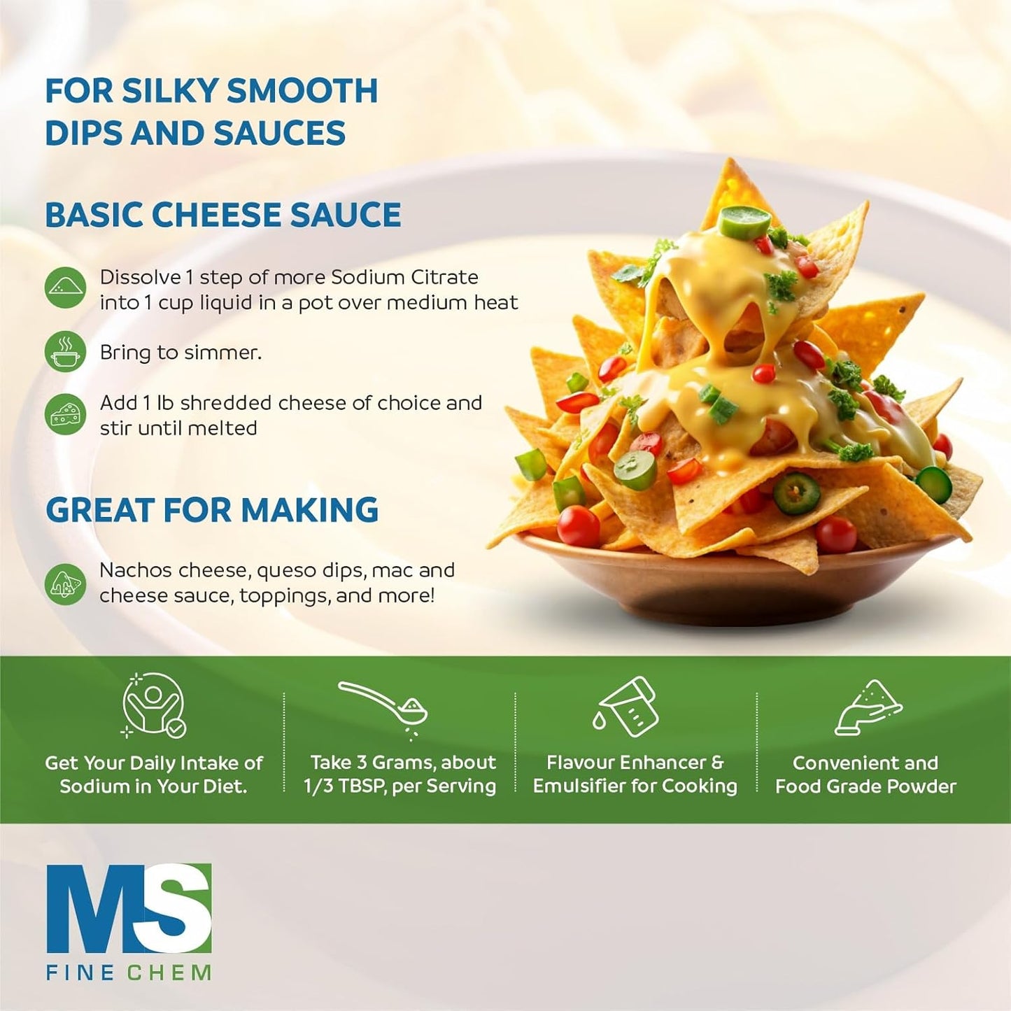 5 lb MS Finechem Sodium Citrate: Non-GMO, Keto-Friendly, Gluten-Free, Nut-Free, Food Grade, Ideal for Molecular Gastronomy Cooking, Emulsifier for Cheese Sauce, Preservative