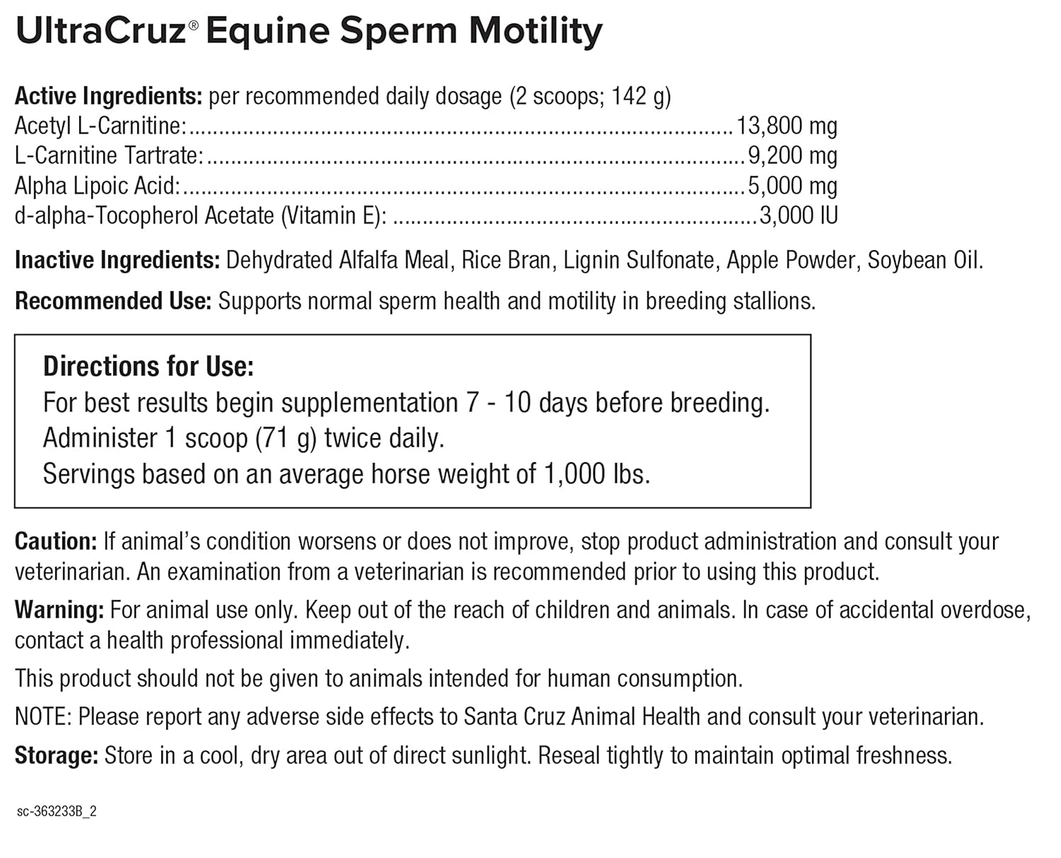 5 lb Pellet UltraCruz Equine Sperm Motility Enhancer for Horses