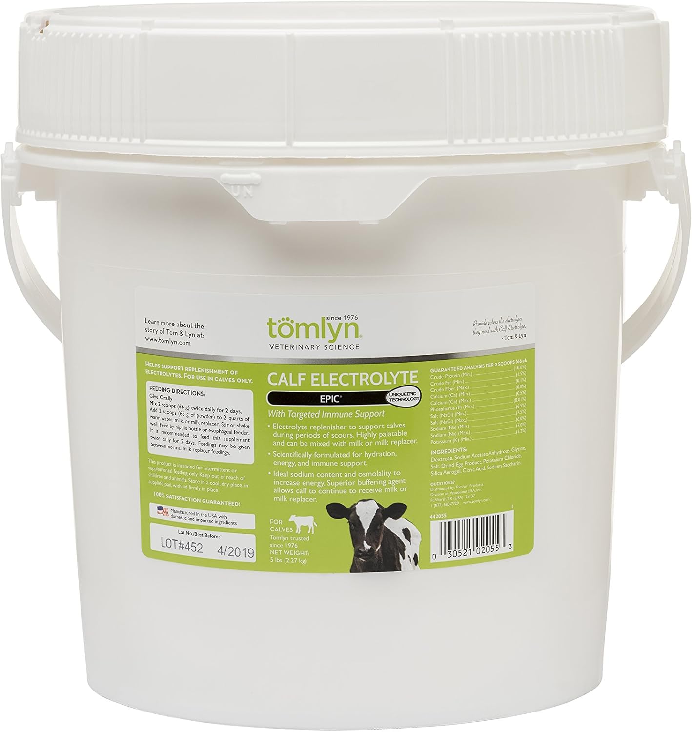 5 lb Tomlyn Epic Calf Electrolyte Supplement for Optimal Hydration and Health