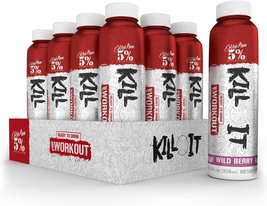 5% Nutrition Kill It Ready-to-Drink Energy Drink | High Stim Pre Workout | 400mg Caffeine | Extreme Pump, Endurance, Focus | Citrulline, Beta Alanine, Taurine | 12 Pack (Wild Berry)