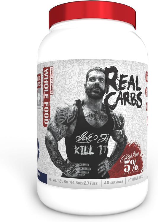 5% Nutrition Rich Piana Real Carbs Blueberry Cobbler - Complex Carbohydrates for Pre/Post Workout Energy, 2.8 lb, 40 Servings