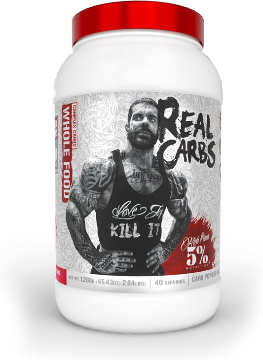 5% Nutrition Rich Piana Real Carbs Complex Carbohydrates Strawberry Shortcake - 2.84 lb, 40 Servings - Low Glycemic Energy for Pre/Post-Workout