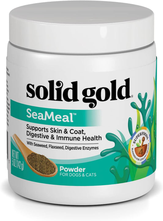 5 oz Solid Gold Dog & Cat Vitamin Supplements with Kelp Powder, Omega 3, Vitamins, Digestive Enzymes, Immune Support