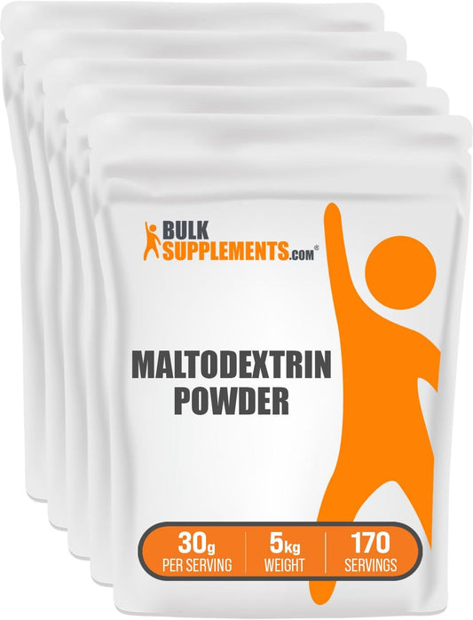 5-Pack BulkSupplements Maltodextrin Powder - Energy Boost Supplement, Food Grade, Gluten Free - 30g per Serving, 5kg (11 lbs)