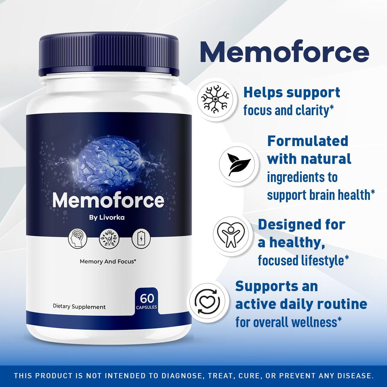 5-Pack LIVORKA Memoforce Brain Supplement Capsules - 300 Capsules for 5 Months, Reviews, Pills, Memory Support