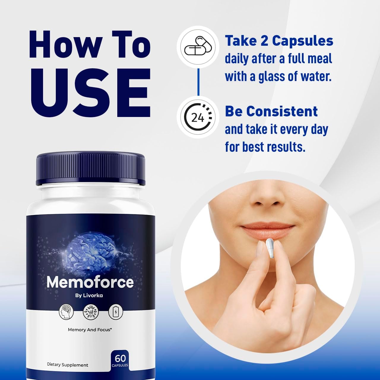 5-Pack LIVORKA Memoforce Brain Supplement Capsules - 300 Capsules for 5 Months, Reviews, Pills, Memory Support