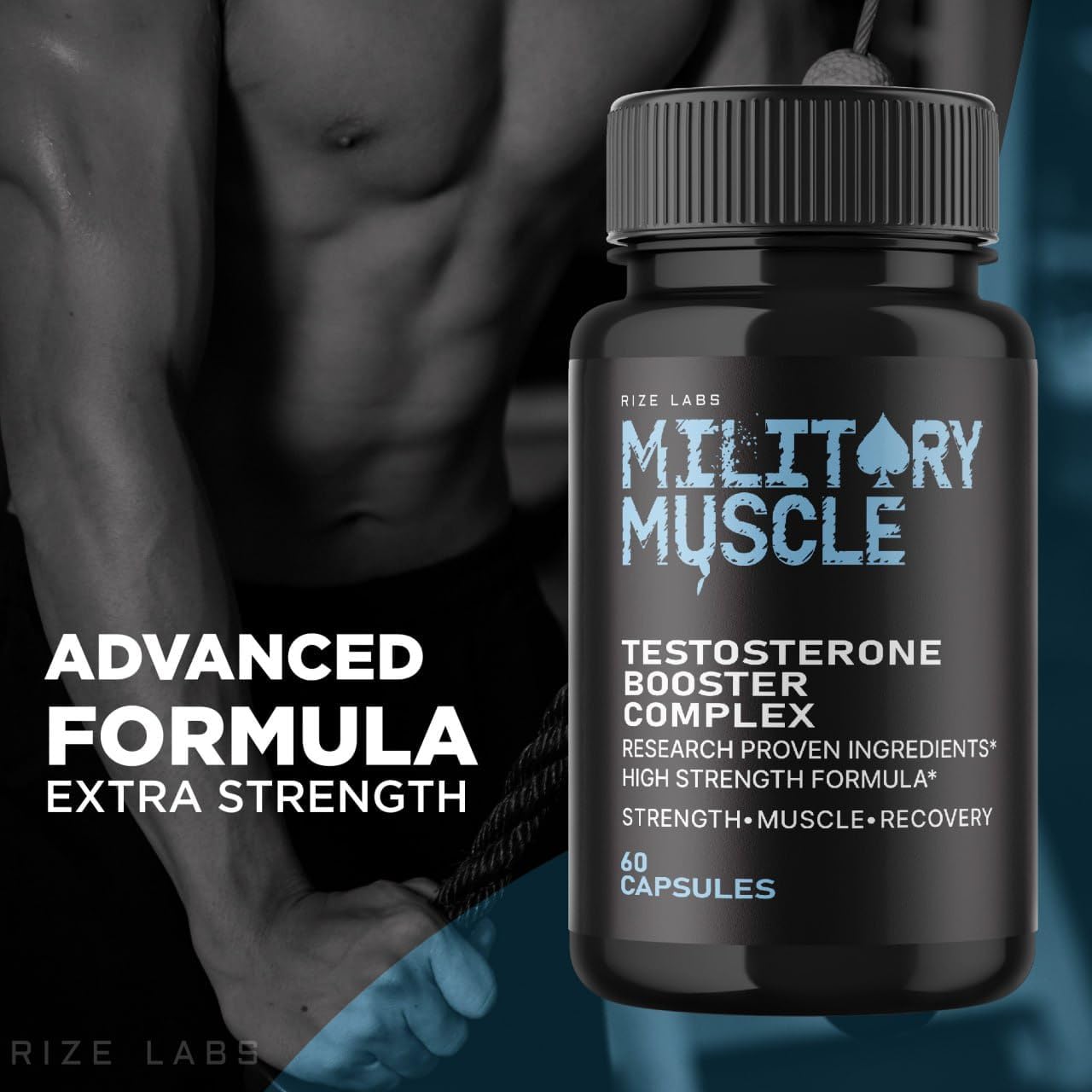 5 Pack Military Muscle for Men - All Natural Dietary Supplement to Boost Performance - Promote Stamina and Energy - 300 Capsules - Reviews Included