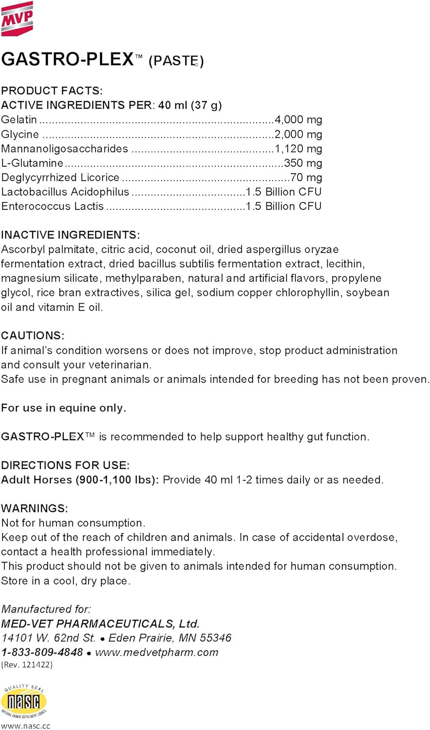 5-Pack MVP Gastro-Plex Paste: 10 Doses Gastric Stress Relief for Horses