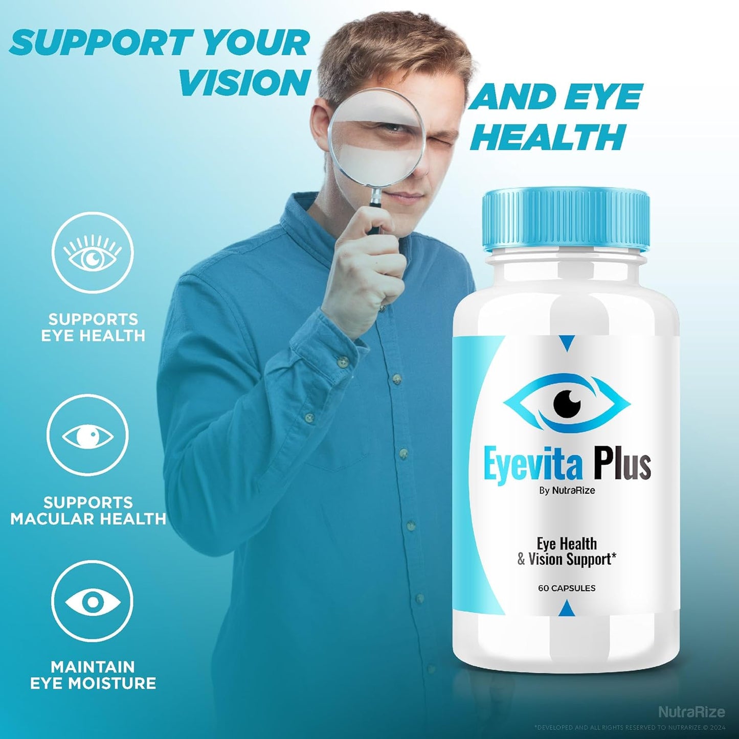 5 Pack NutraRize Eyevita Plus - Advanced Eye Nutrition for Eye Health Support (300 Capsules)