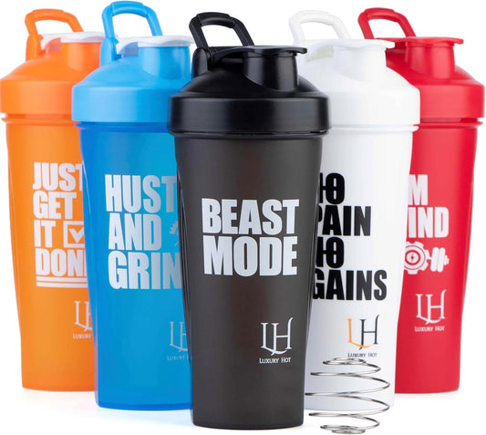 5 Pack of 28 oz Leak Proof Luxury Hot Shaker Bottles for Protein Shakes | Ideal Shaker Bottle Set for Pre & Post Workout with Handle