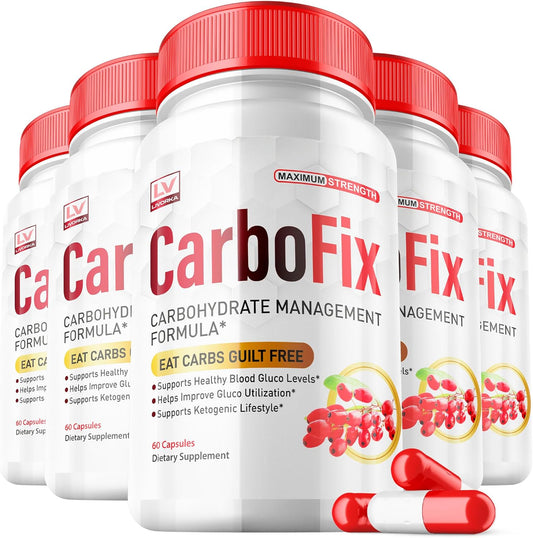 5 Pack of LIVORKA Carbofix Pills - 60 Pills per Bottle for 30 Day Supply
