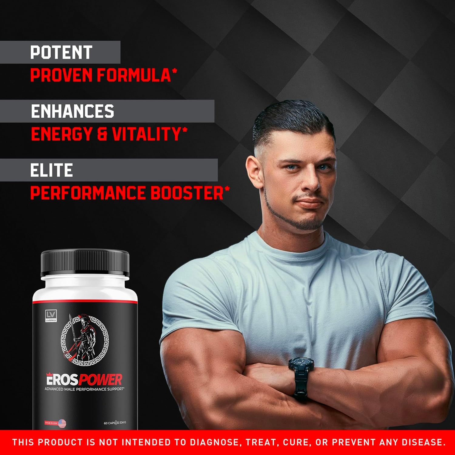 5 Pack of LIVORKA Eros Power Supplement for Men - Advanced Formula with 300 Capsules for 5 Months