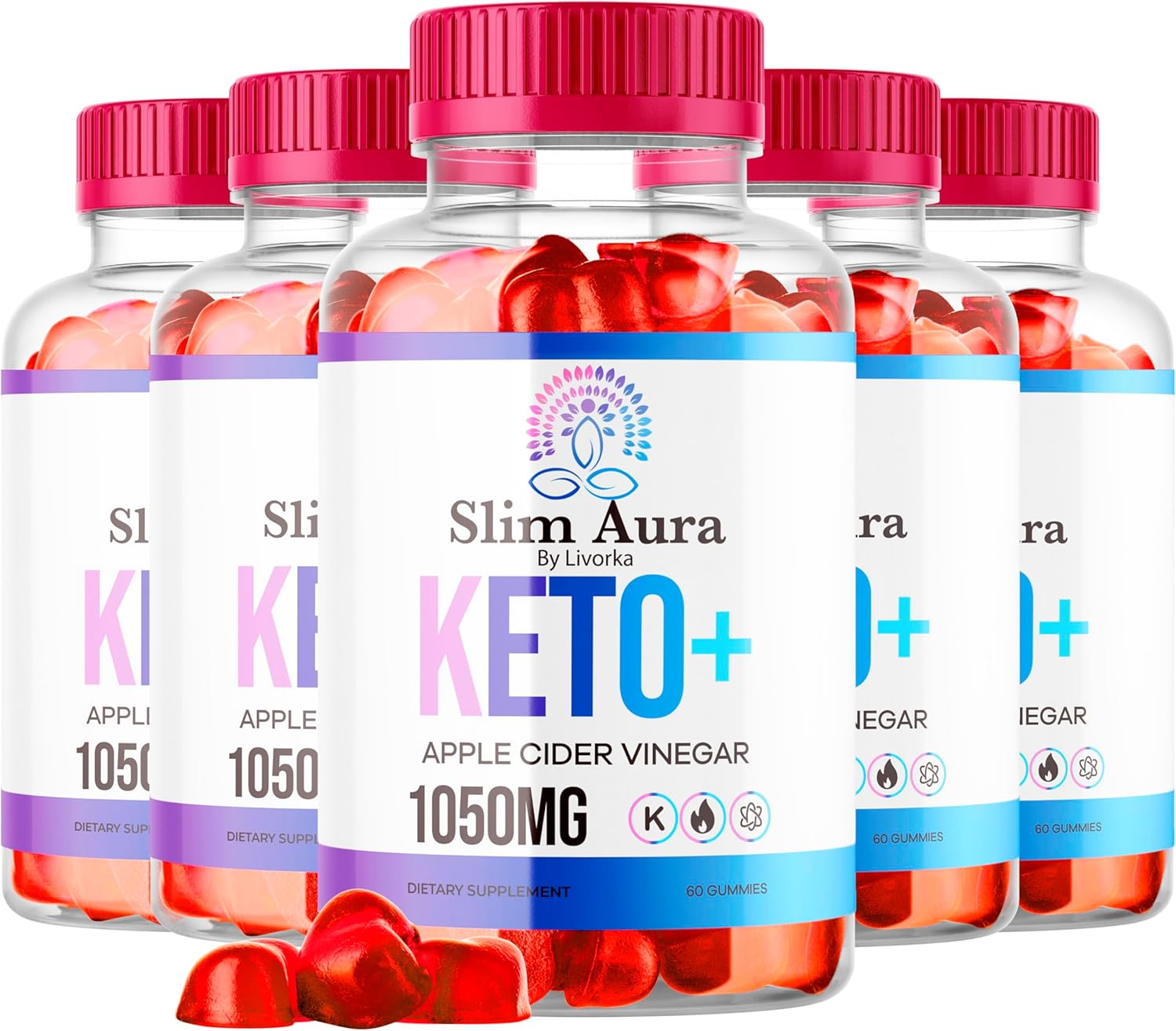 5 Pack of LIVORKA SlimAura Keto Apple Cider Vinegar Gummies - 300 Count for 5 Months of Support