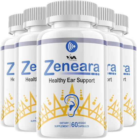 5 Pack of Vitamoon Zeneara - Advanced Formula for Healthy Ear Support, Hearing Health, and Wellness - 300 Capsules