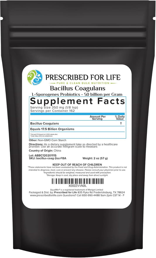 50 Billion CFU Bacillus Coagulans Powder - Gut Health Probiotic Supplement - Shelf Stable Lactobacillus Sporogenes - 2oz
