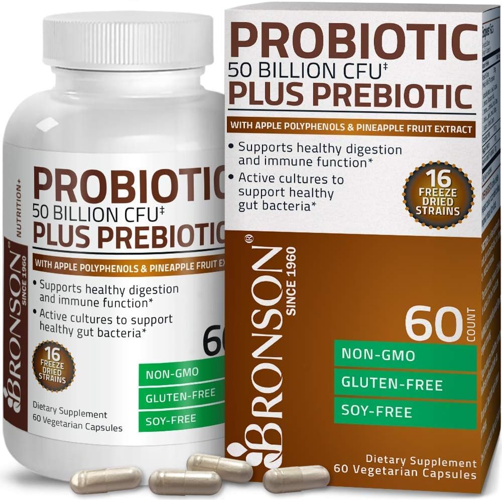 50 Billion CFU Probiotic with Prebiotic, Apple Polyphenols, Pineapple Extract & Antarctic Krill Oil 1000 mg Omega-3s EPA DHA
