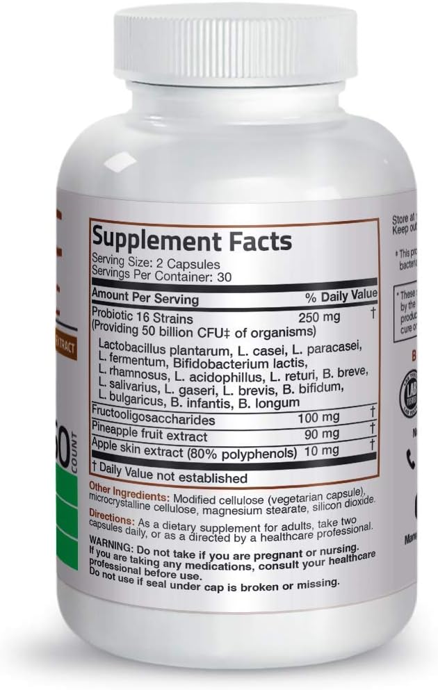50 Billion CFU Probiotic with Prebiotic, Apple Polyphenols, Pineapple Extract & Antarctic Krill Oil 1000 mg Omega-3s EPA DHA