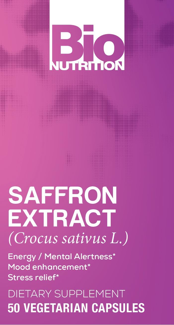 50 Count Bio Nutrition Saffron Vegi-Capsules, Standardized Formula