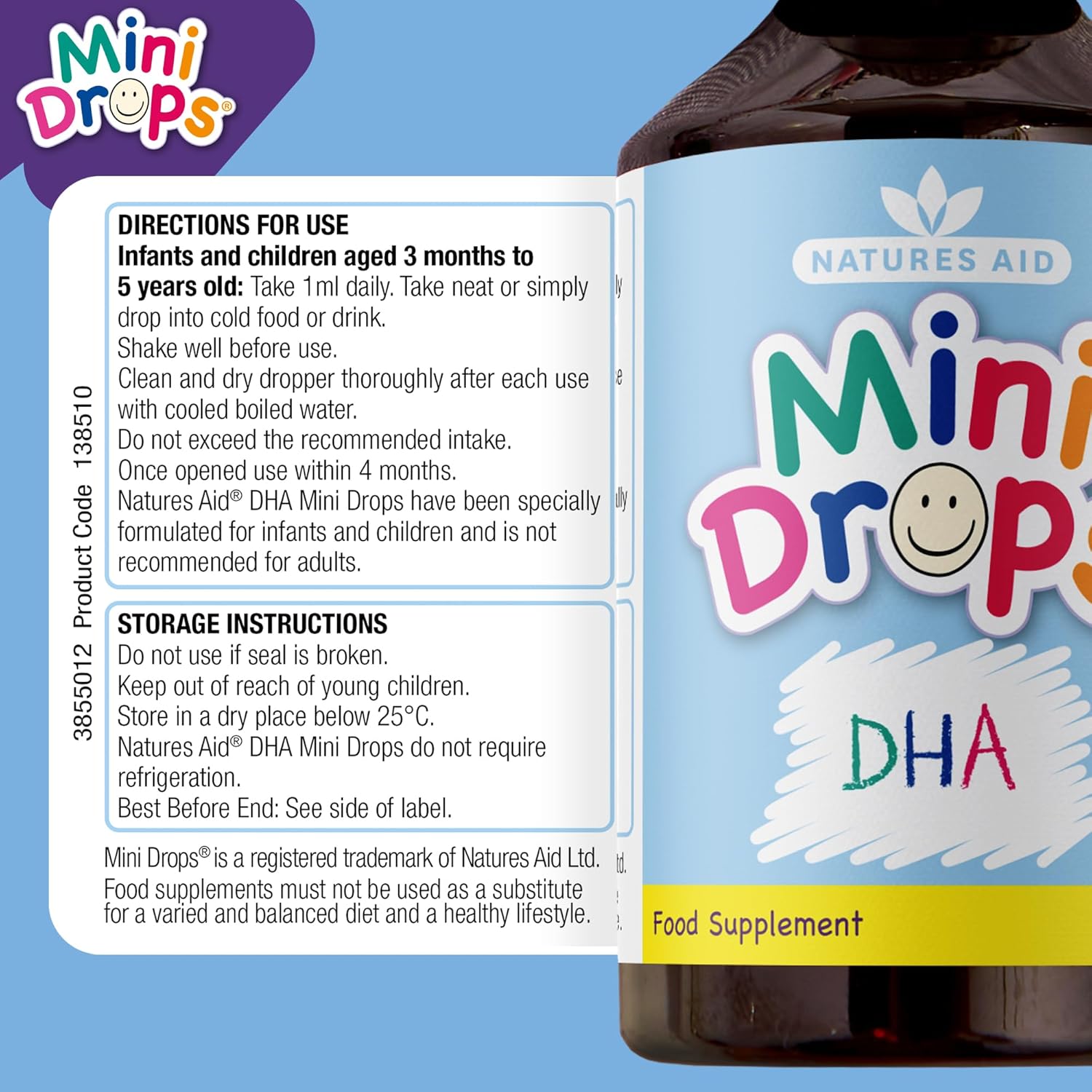 50 ML NATURES AID Childrens DHA Drops: Essential Omega-3 Supplement for Kids