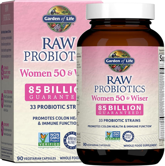 50 & Wiser Women's Probiotic with Acidophilus and Live Cultures - 90 Vegetarian Capsules for Women Over 50 by Garden of Life