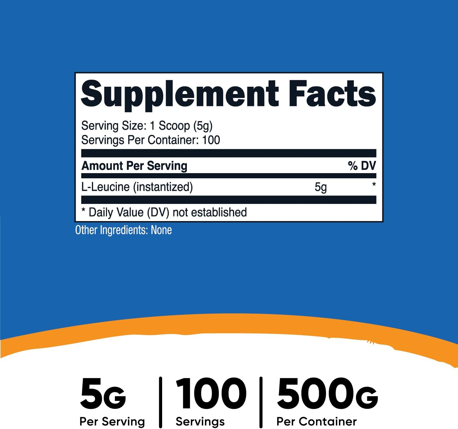 500 Grams of Nutricost Pure L-Leucine Powder for Muscle Growth and Recovery