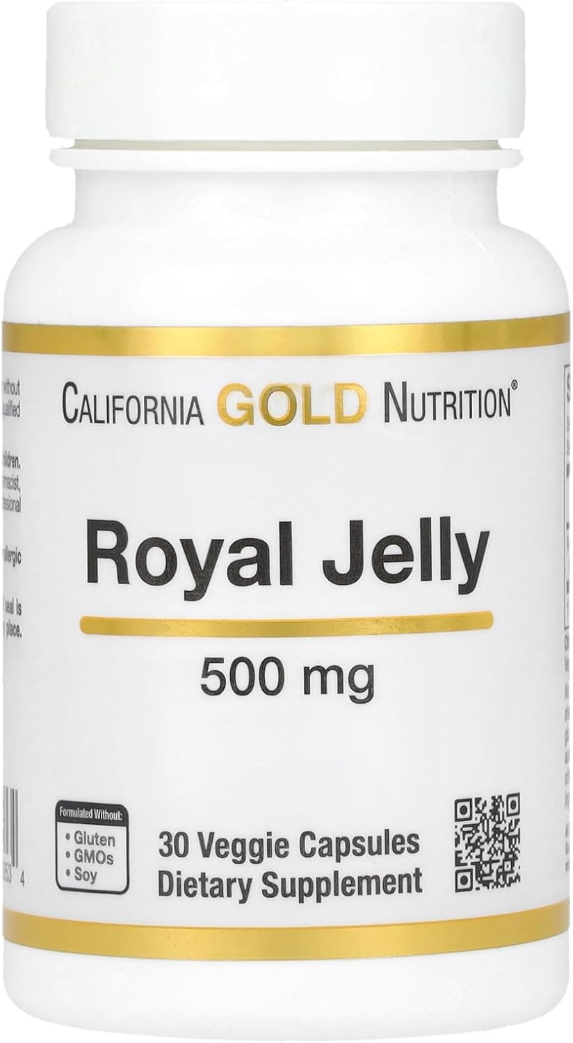 500 mg California Gold Nutrition Royal Jelly Supplement - 30 Vegetarian Capsules