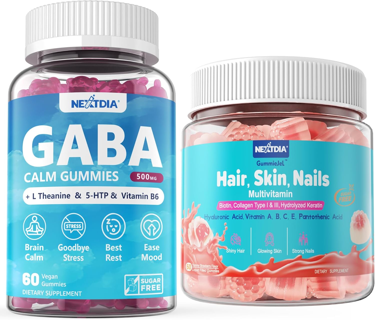 500 mg GABA Gummies with Hair, Skin, and Nails Vitamins by Nextdia