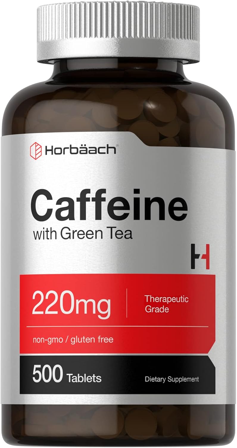 500 Vegetarian Caffeine Pills with Green Tea - 200mg, Non-GMO & Gluten Free